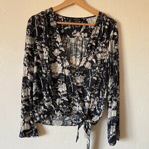 Lucky Brand Floral Faux Wrap Top